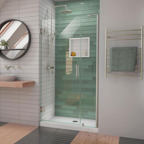 DreamLine Unidoor-LS 42 in. to 43 in. W x 72 in. H Frameless Hinged Shower Door in Brushed Nickel