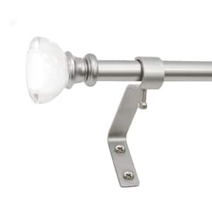 Clear Knob Cafe 48 in. - 86 in. Adjustable Curtain Rod 1/2 in. in Antique Silver with Finial