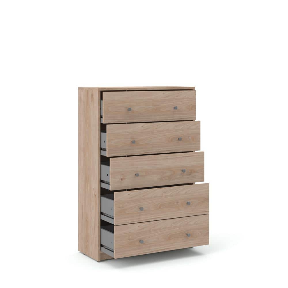 Jackson Hickory Vertical 5-Drawer Chest with Pewter Handles