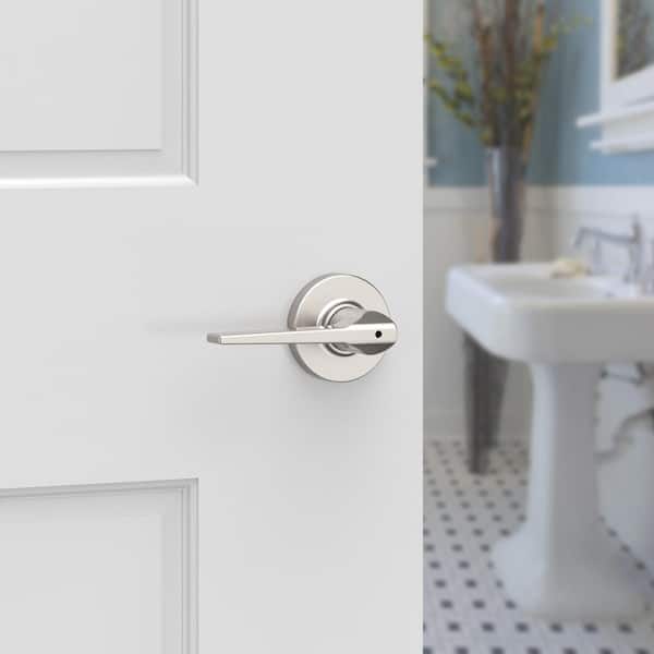 Hollis Round Rose Satin Nickel Privacy Bed/Bath Door Handle