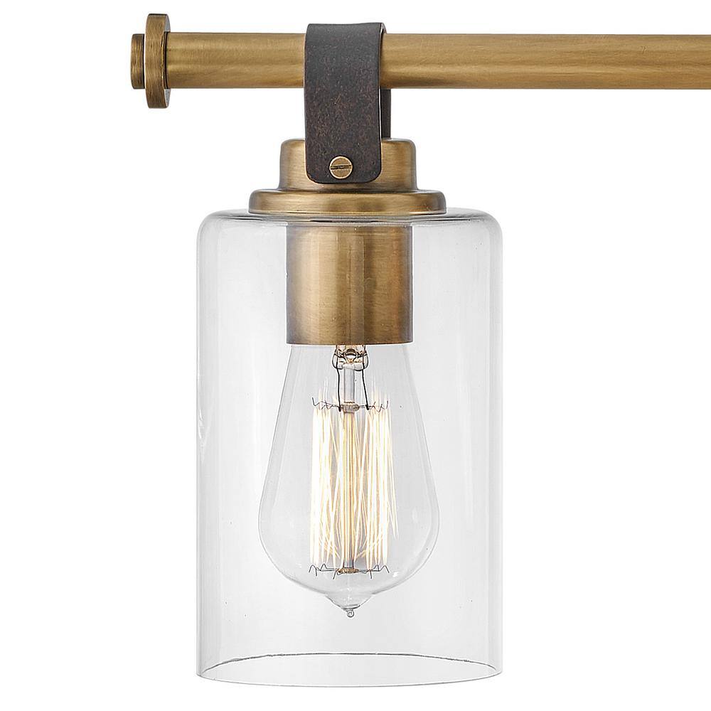 Halstead Heritage Brass 4-Light Vanity with Clear Glass Shades