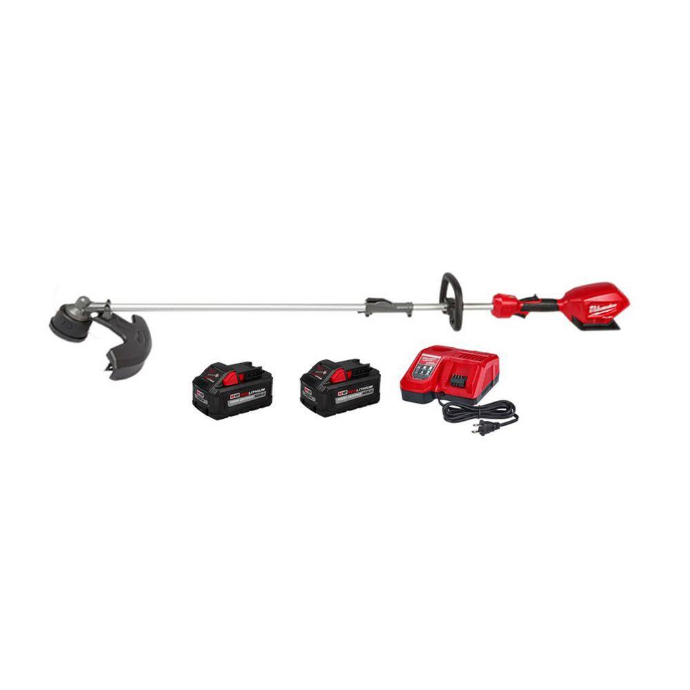 Milwaukee M18 FUEL 18V Lithium-Ion Brushless Cordless String Trimmer with QUIK-LOK Attachment Capability, Two 8.0 Ah Batteries -  2825-21ST-&-8AH