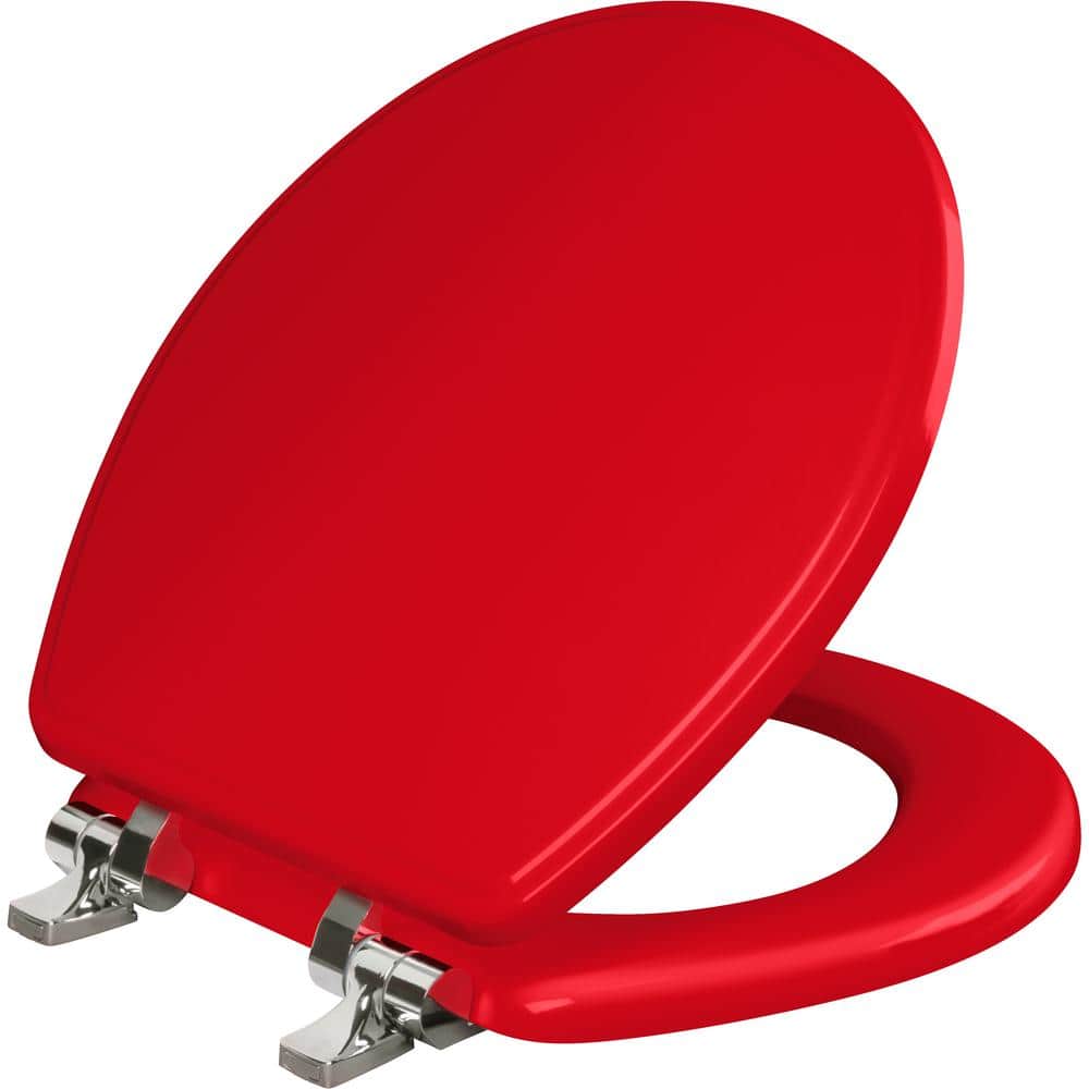 Angol Shiold Round Red Wood Toilet Seat – Natural Wood With Zinc Alloy Hinges, 400lb Capacity, Easy Clean, Scratch Resistant, For Most American Toilets