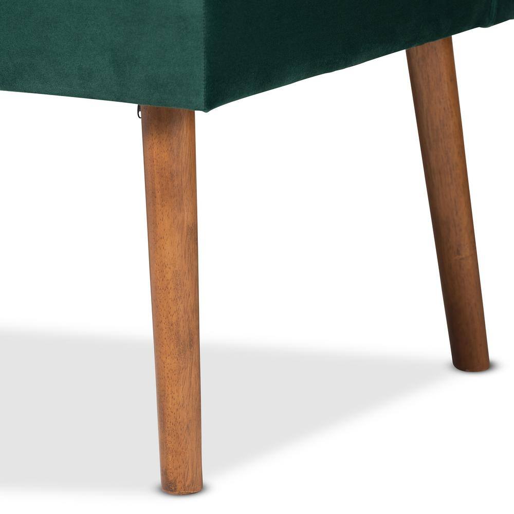 Emerald Green Velvet and Walnut Wood 2-Piece Dining Nook Set