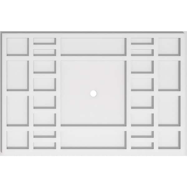 Ekena Millwork 28 in. W x 18-5/8 in. H x 1 in. ID x 1 in. P Beaux Architectural Grade PVC Contemporary Ceiling Medallion