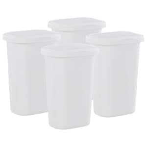 13.25 Gal. White Rectangular Spring-Top Lid Wastebasket Plastic Household Trash Can (4-Pack)