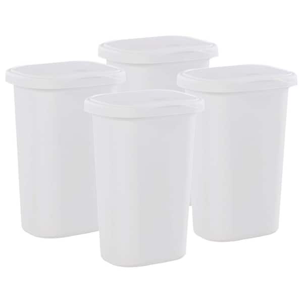 Rubbermaid 13.25 Gal. White Rectangular Spring-Top Lid Wastebasket Plastic Household Trash Can (4-Pack)