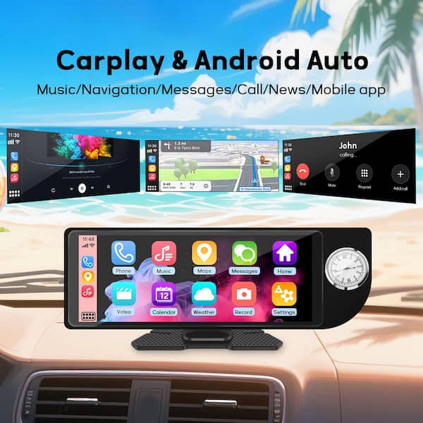 10.26 in HD Touch Screen Car Stereo, with CarPlay, Android Auto, FM radio, Black Built-in Clock
