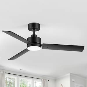 Triplex 48 In. Integrated LED Indoor Black Ceiling Fans with Light and Remote