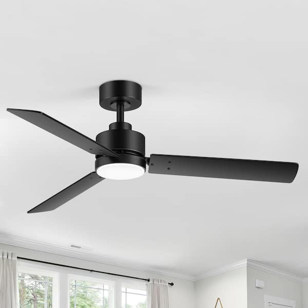 Lamober Triplex 48 In. Integrated LED Indoor Black Ceiling Fans with Light and Remote