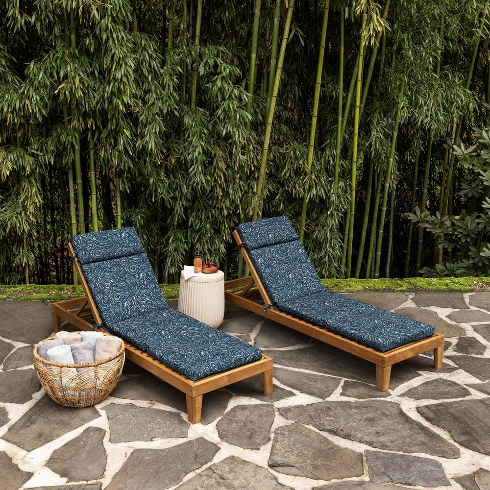 Sapphire Blue Ridge Paisley Outdoor Chaise Lounge Cushion