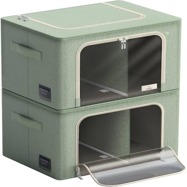 Sorbus Storage Bin Set with Divider, Foldable Stackable Container Organizer Basket - Set of 2 - Teal