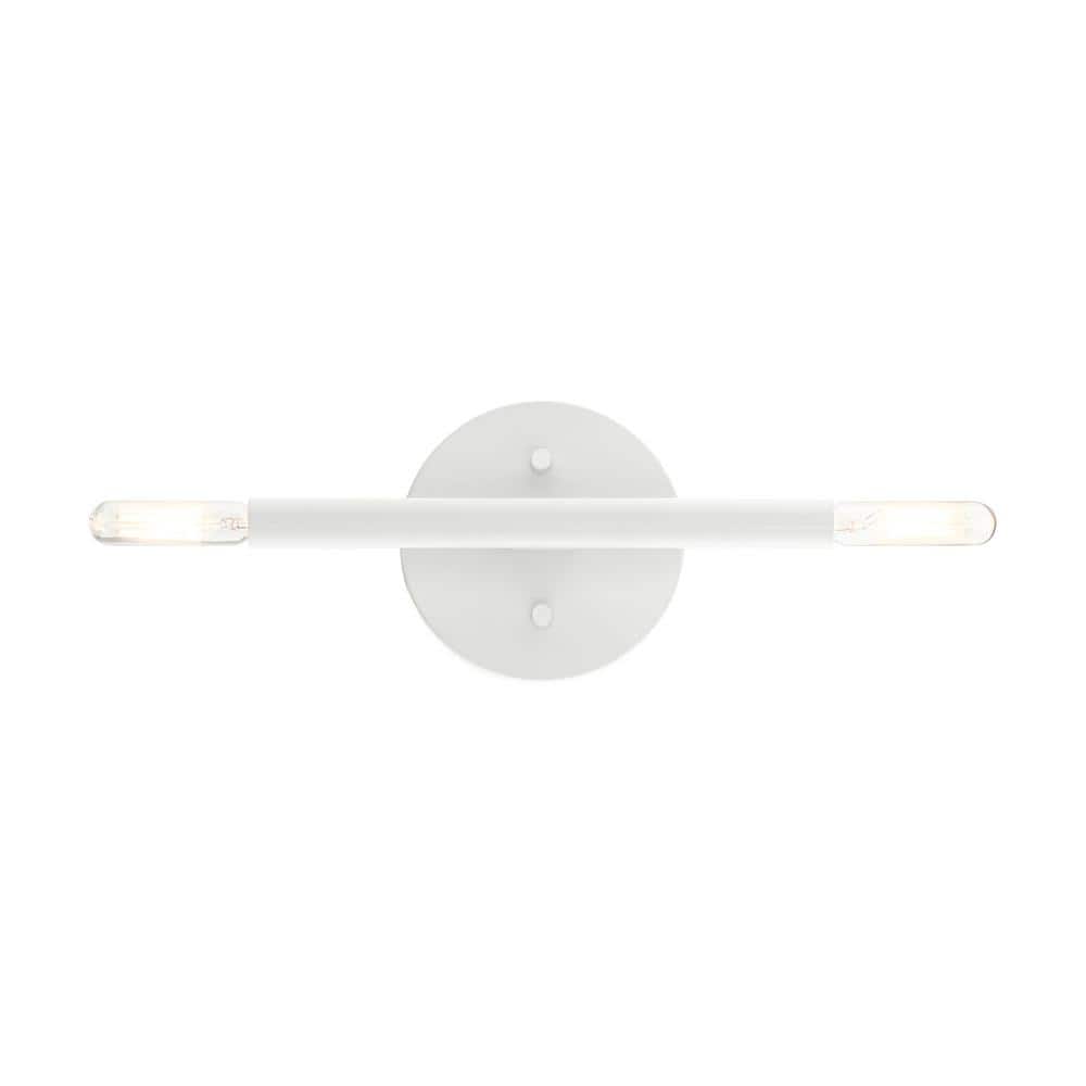 Copenhagen Mid-Century Modern White Chrome 2-Light Wall Sconce