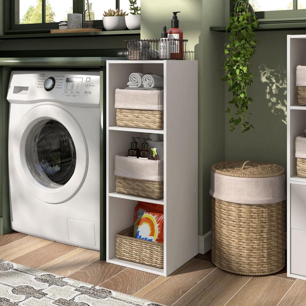 Taupe Grey 3-Shelf Stackable Wood Cube Bookcase