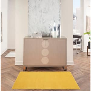 Essentials 3 ft. x 5 ft. Yellow Solid Contemporary Indoor/Outdoor Patio Kitchen Area Rug