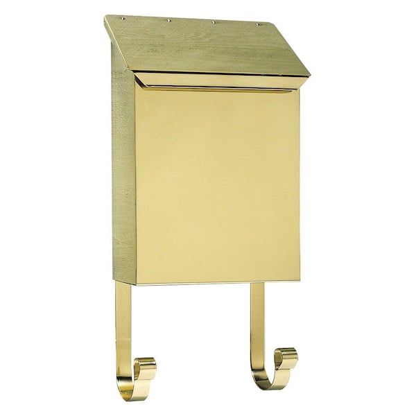 QualArc Polished Brass Wall Mount Non-Locking Brass Mailbox
