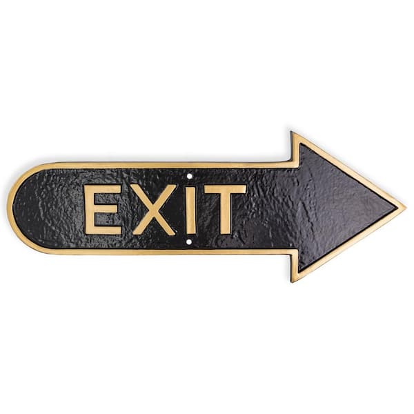 Montague Metal Products 6" x 15.5" Right Arrow Exit Statement Plaque Sign-Black/Gold