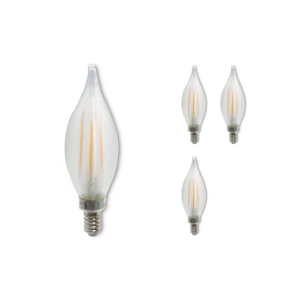 Bulbrite 40-Watt Equivalent Warm White Light C11 (E12) Candelabra Screw Base Dimmable Satin LED Filament Light Bulb (4-Pack) -  862785