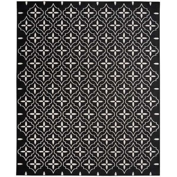 Essentials Black Ivory 6 ft. x 9 ft. Moroccan Contemporary Area Rug