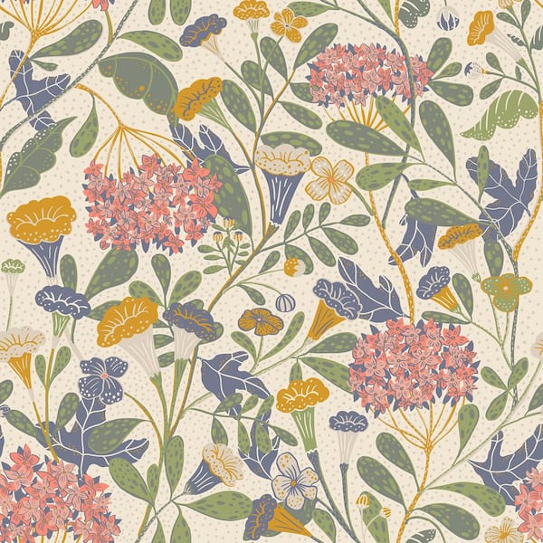 A-Street Prints Hybbe Multicolor Hydrangea Garden Non Woven Paper Wallpaper Sample