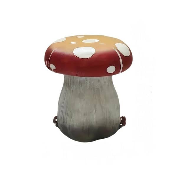 12.6 in. W x 13.39 in. H Plastic Garden Stool, Resin Mushroom-Shaped Garden Decoration for Outdoor Indoor