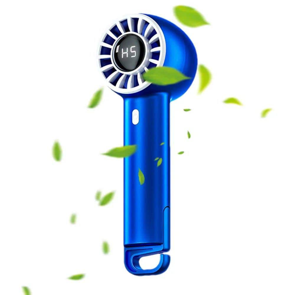 Mini Turbo Portable Handheld USB Battery Rechargeable 3.6 in. 5 Fan Speeds Desk Fan in Blue with Base and Powerful Motor price history on PriceWatchPro