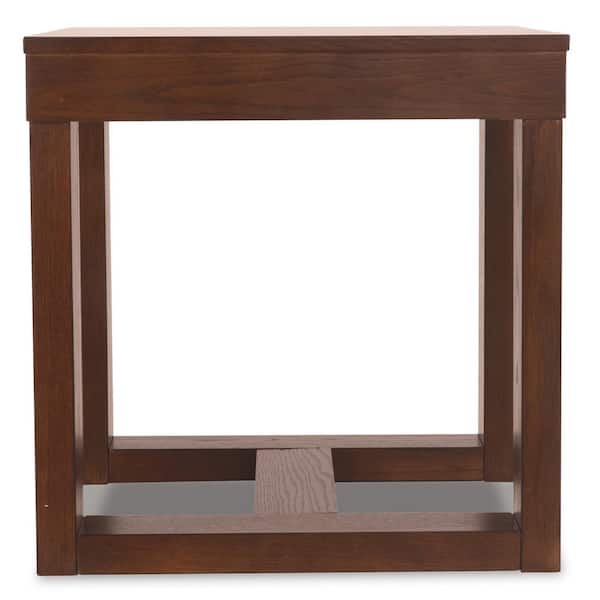 Watson 24.13 in. Dark Brown Square Wood End Table with Trestle Base