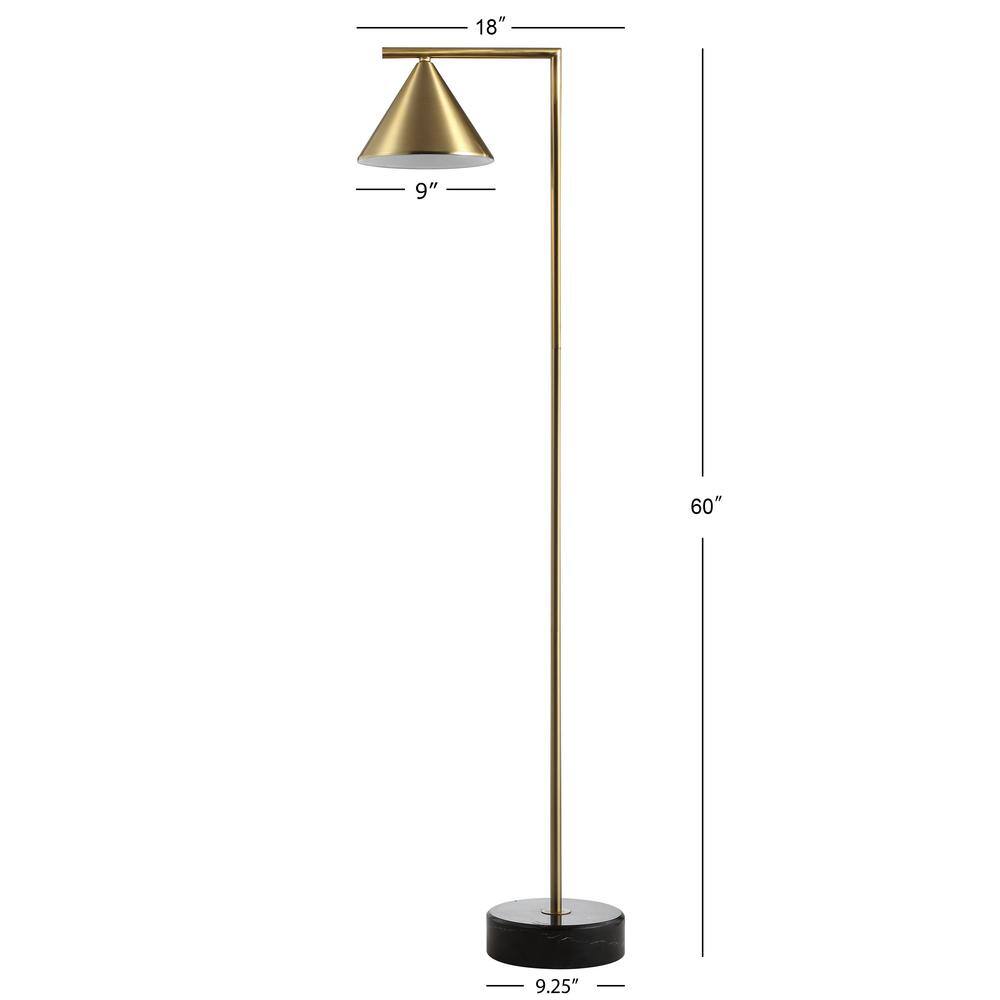 Chelsea 60" Brass and Black Metal Floor Lamp with Marble Base