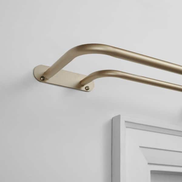 Fetter 52 in. - 72 in. Adjustable 3/4 in. Double Curtain Rod Kit in Gold with Finial
