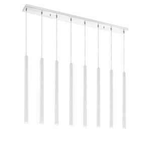 Forest 5-Watt 8-Light Integrated LED Chrome Shaded Chandelier with Matte White Steel Shade