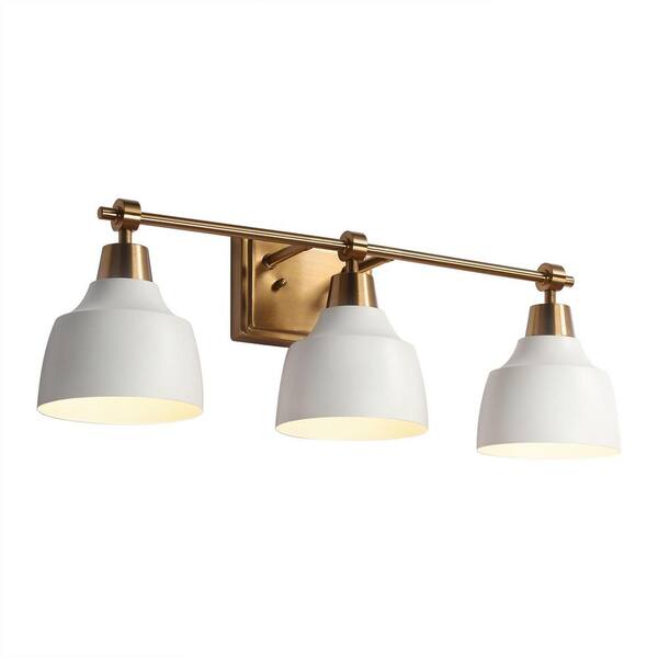 LNC 22 in. 3 Light Modern White Vanity Light with Plating Gold