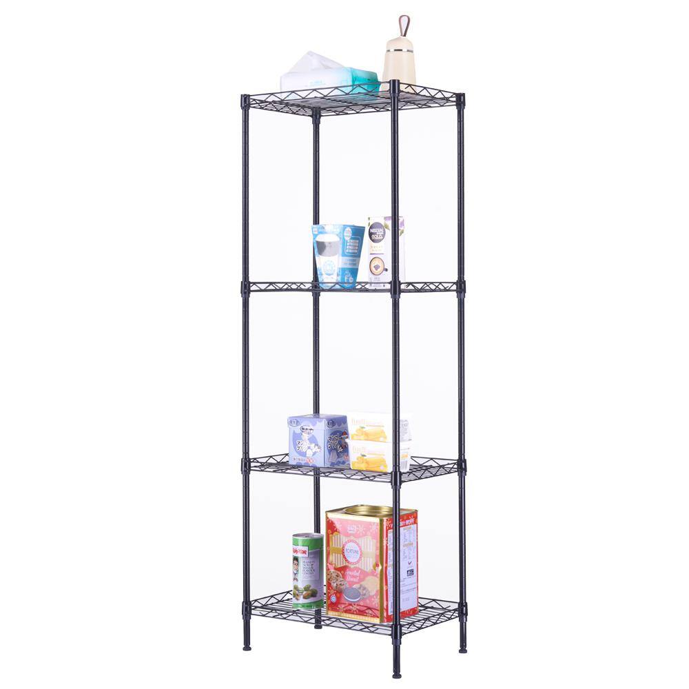Adjustable Black 4-Tier Wire Shelving Unit