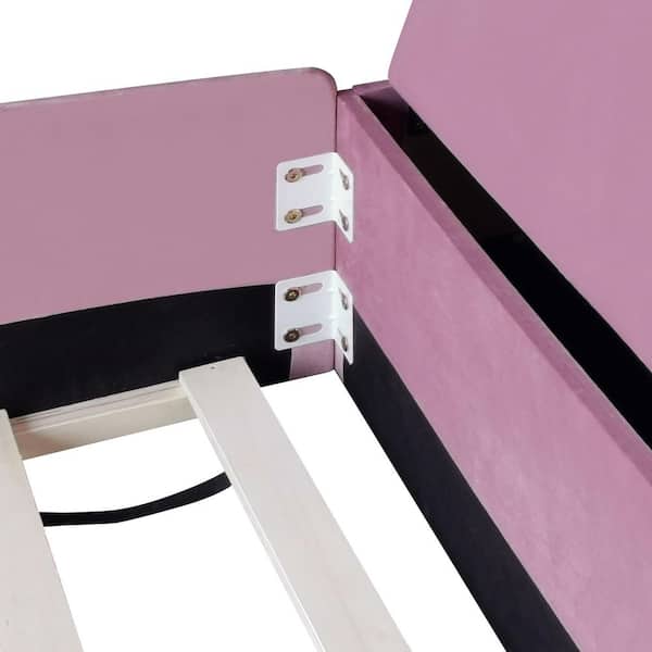 Harper & Bright Designs Velvet Pink and White Wood Frame King Size