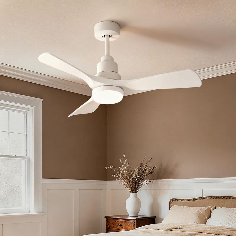 42 in. Smart White Downrod Mount Standard Ceiling Fan with Dimmable Integrated LED Light with Remote and App Control price history on PriceWatchPro