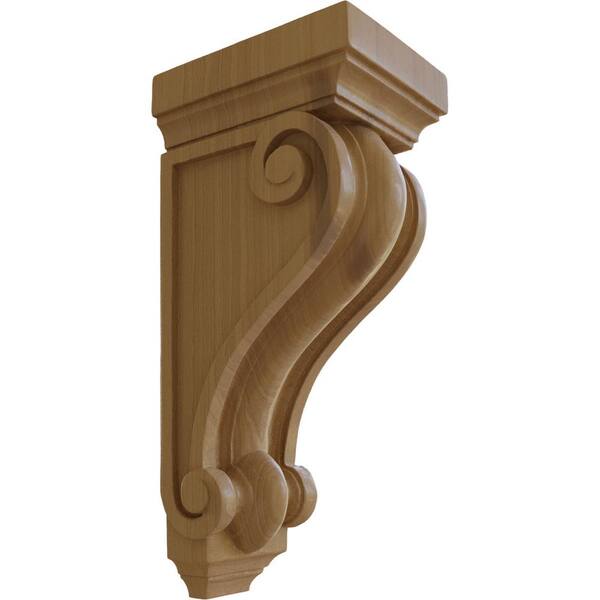 Ekena Millwork 7-1/2 in. x 6 in. x 16 in. Unfinished Wood Cherry Devon Traditional Wood Corbel