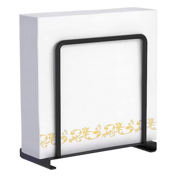 Minimalist Standing Metal Napkin Holder Space Saving Organizer Black for Kitchen Dining Table Countertop Storage