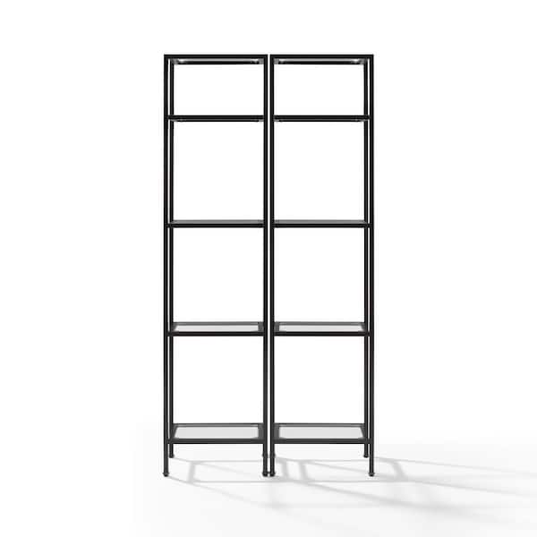 73 in. Oil Rubbed Bronze/Clear Metal 4-shelf Etagere Bookcase with Open Back
