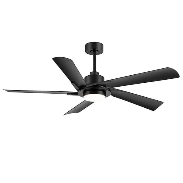 Arthur 60 in. Integrated LED Black Ceiling Fan with Light, Downrod, Black Propeller Blade and Remote Control Included