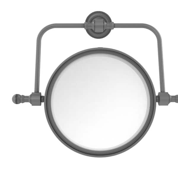Retro Dot 8in. x 8in. Round Framed Swivel Make-Up Mirror 8 Inch Diameter with 3X Magnification in Matte Gray