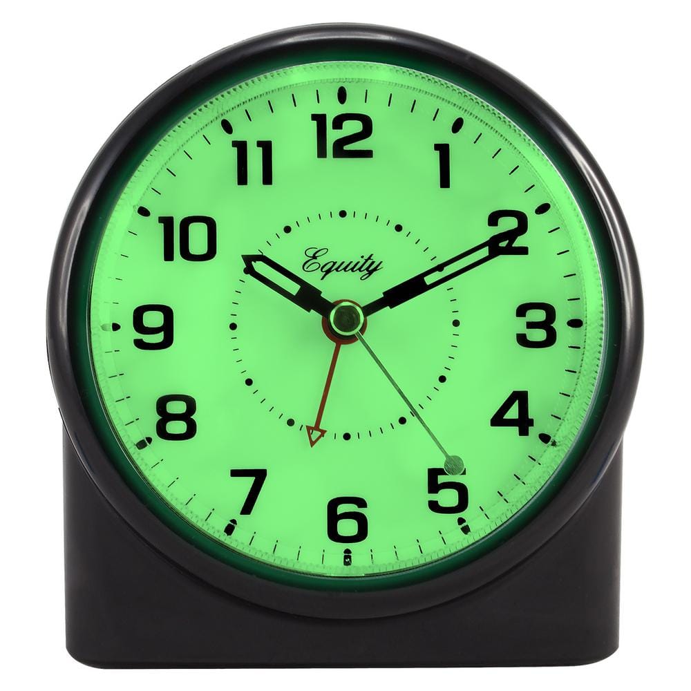 Equity Black and White Analog Alarm Clock with Night Vision