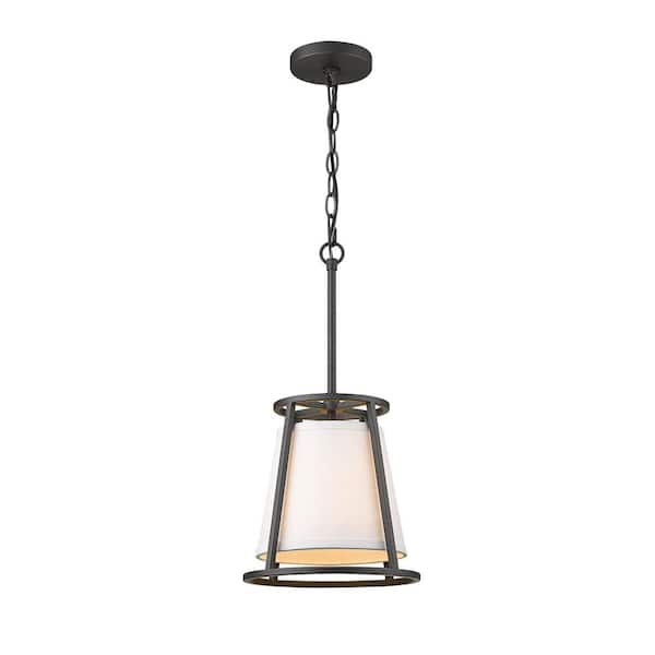 Unbranded 1-Light Iron Ore Mini Pendant with White Fabric Shade