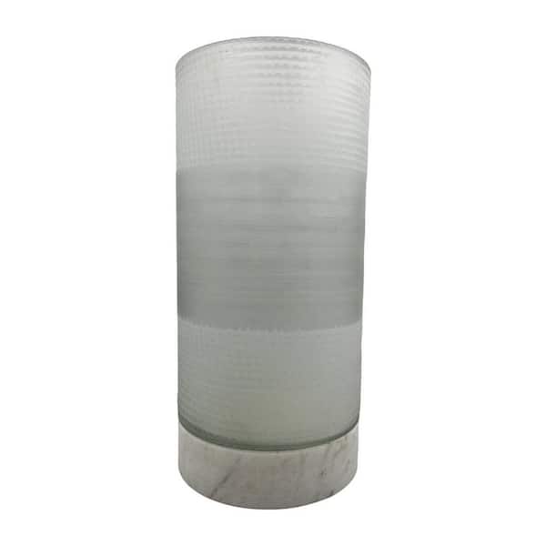 White 17 in. Marble Cylinder Glass Vase