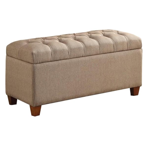 Benjara Functionally Stylish Taupe Brown Storage Bench (38 in. L x 18 in. W x 18 in. H)