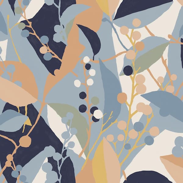 RoomMates Adelaide Blue Vinyl Peel and Stick Wallpaper