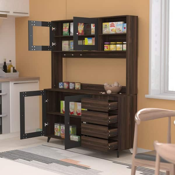 Hastings Home Traditional Brown Wood Bamboo Pantry in the Dining & Kitchen  Storage department at