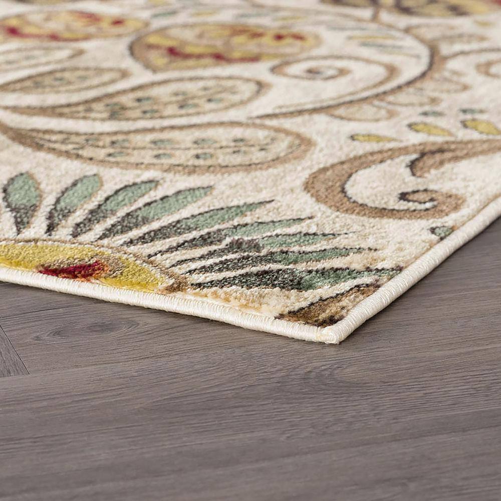 Ivory and Multicolor Synthetic Rectangular 2x3 Area Rug