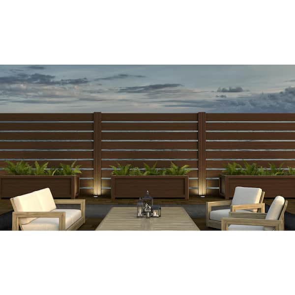 Composite Modern Horizontal Semi-Privacy Full Size Fence (6 ft. H x 6 ft. W) Rosewood