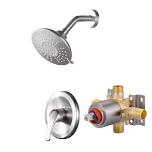 Single Handle 5-Spray Shower Faucet 1.8 GPM with Pressure Balance, Corrosion Resistant in Brushed Nickel