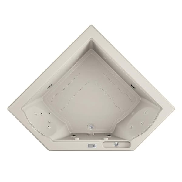 JACUZZI FUZION SALON SPA 65.75 in. x 65.75 in. Rectangular Combination Bathtub with Center Drain in Oyster