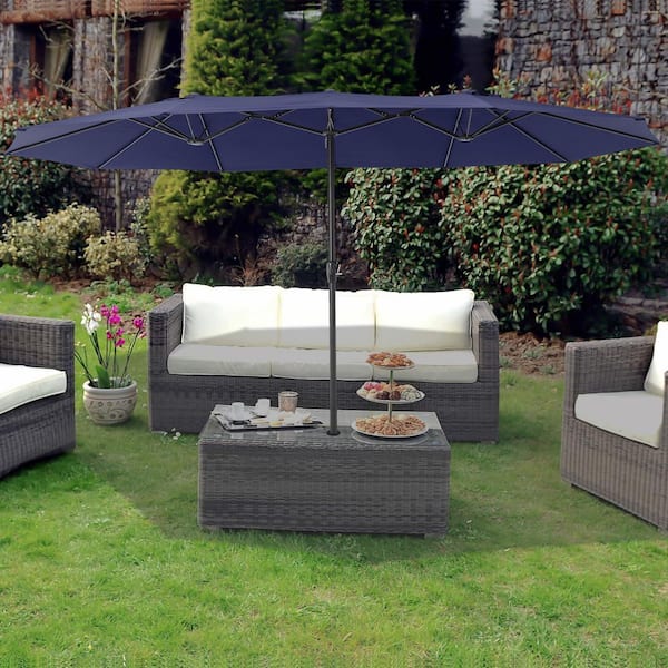 15 ft round patio umbrella 15 ft. Patio Umbrella,Waterproof and UV Protection Round Market Umbrella in  Navy with Metal Frame and Crank Handle Qr6MQsCR6ilAz8PFQ8tM-0601
